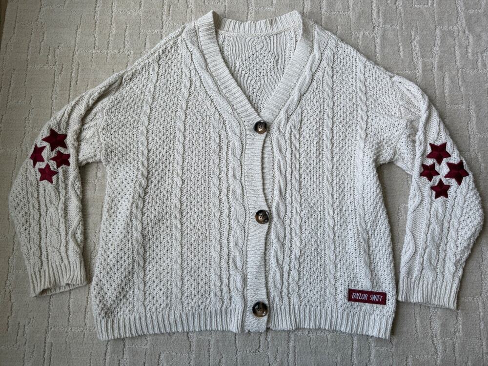 Taylor Swift Women's Cardigan Red Album Sweater Swifties Authentic